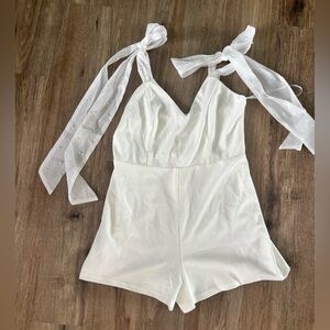 Lulu's White Tie-Shoulder Romper